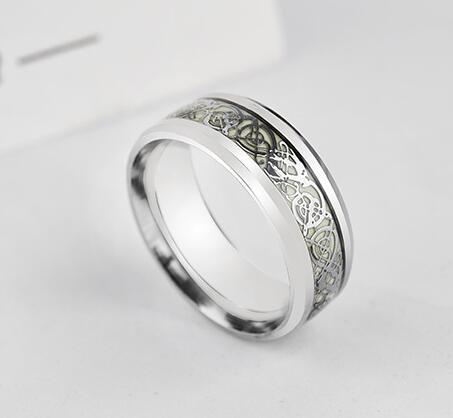 Glow in the Dark Dragon Ring Silver