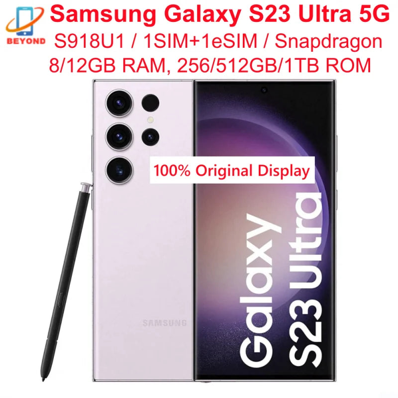 Samsung Galaxy S23 Ultra 5G S918U1 Original 6.8" OLED ROM 256/512GB/1TB RAM 8/12GB Snapdragon NFC Unlocked Android Cell Phone